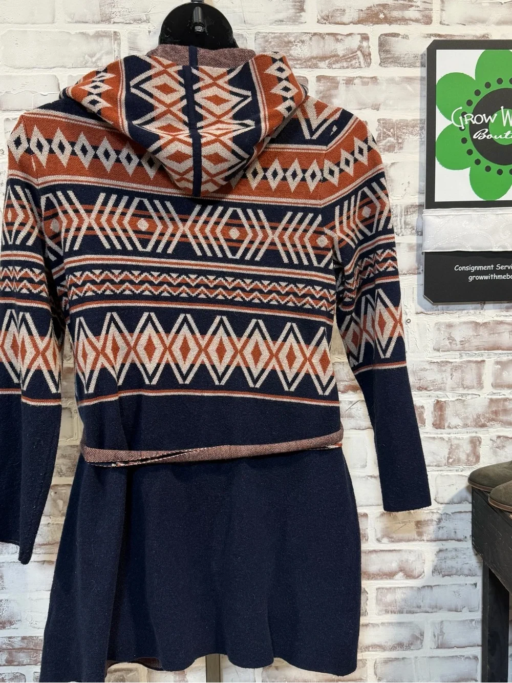 Rachel Zoe Navy & Rust Knit Cardigan 1X